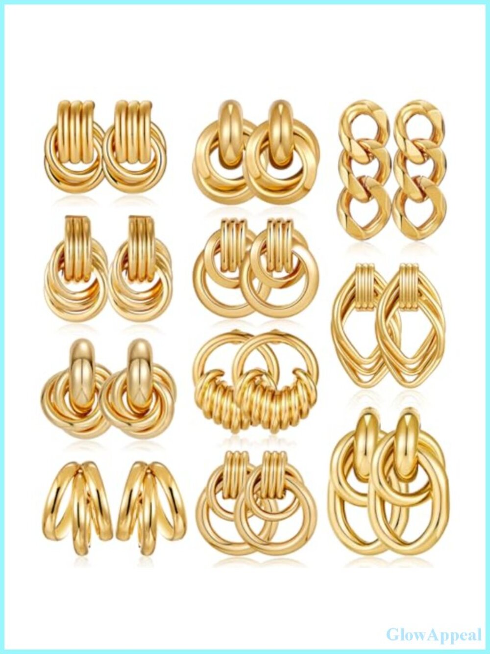 11 Pairs Gold Knot Earrings for Women, Chunky Statement Long Drop Dangle